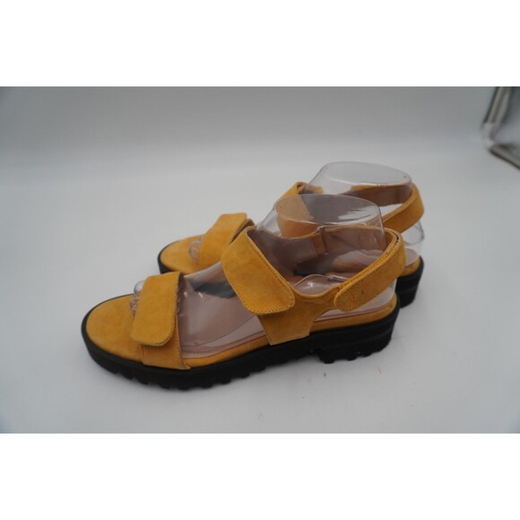 RON WHITE CATEY ANKLE STRAP RUGGED SOLE MUSTARD/YELLOW SUEDE SANDALS SIZE 9.5/40 - Picture 1 of 16